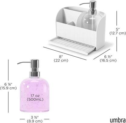 Umbra Sling Sponge Holder Sink Caddy with Dish Soap Dispenser Pump for Kitchen