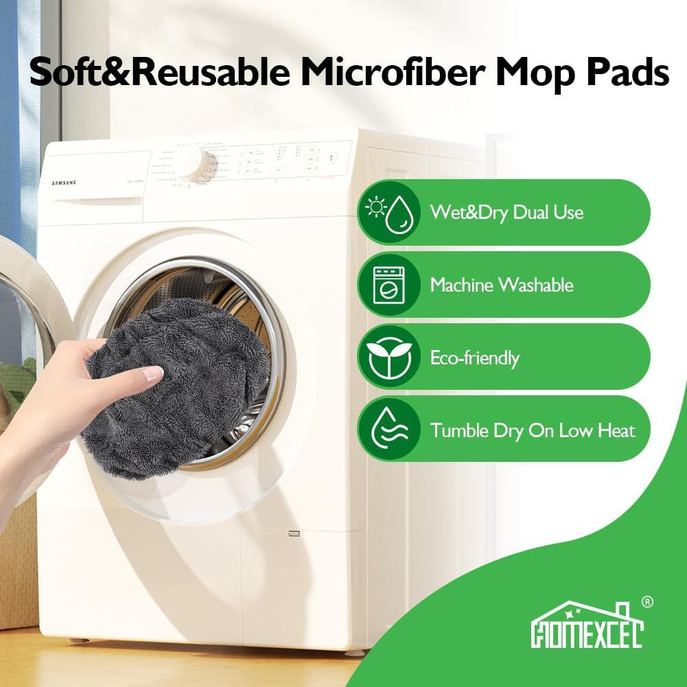 HOMEXCEL Reusable Microfiber Mop Pads Compatible with Swiffer Sweeper-Washable Wet Pad Refills for Wet & Dry Use, Floor Cleaning Mop Head Pads Refills for Household Cleaning, Pack of 4, White