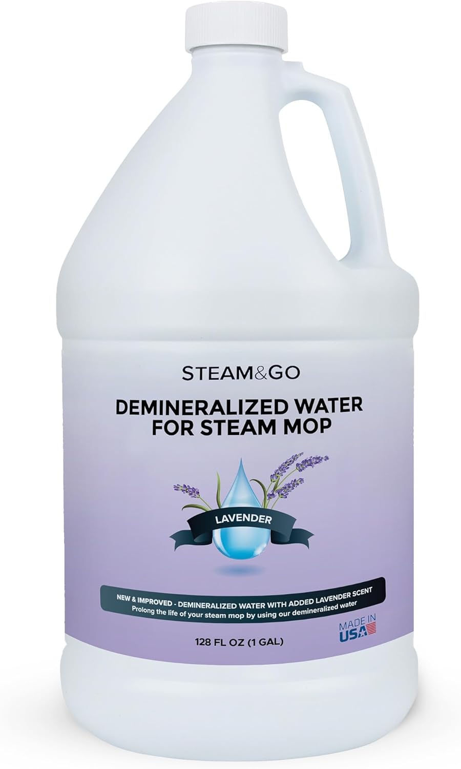 Steam & Go Demineralized Water for Steam Cleaner - PVC-Free Floor Cleaning Solution Compatible for All Steam Mops - Multi-Surface Cleaner for Home Surfaces - Lavender Scent, 32 oz