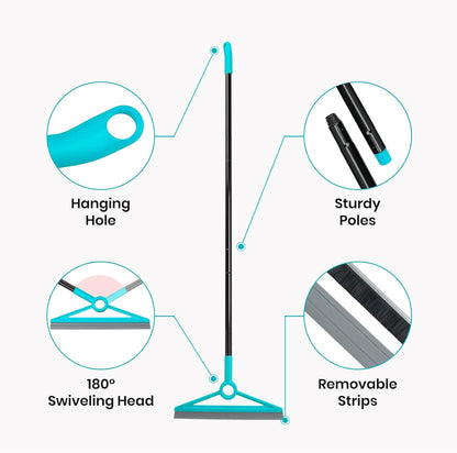 MAVRIZ Air Broom for Dust, Hair, Liquids, Silicone Broom with Removable Rubber Strip and Brooms Bristle, Multifunctional Floor Squeegee for Indoor Cleaning