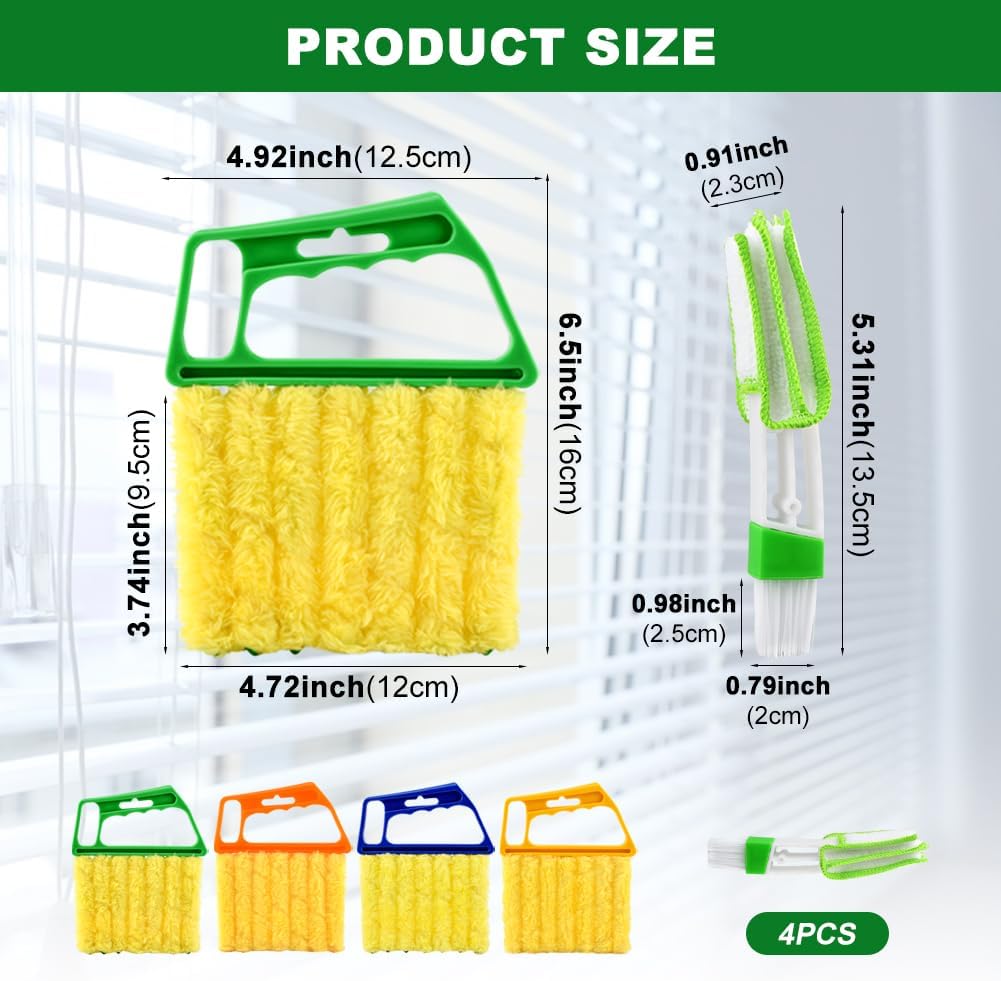 5Pcs Blind Cleaner Duster Tool Window Blind Cleaner,7 Fingers Dusting Cleaners and Air Vent Cleaners for Blinds,Air Conditioner Vents,Fans Vents,Detachable and Washable(Yellow+Green+Blue)