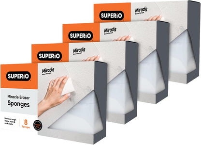 Superior Miracle Eraser Sponge Cleaning Sponge for Floor, Wall, Melamine Sponge Furniture Removes Scuffmarks, Dirt, and Tough Stains, Pack of 8, by Superio (32)
