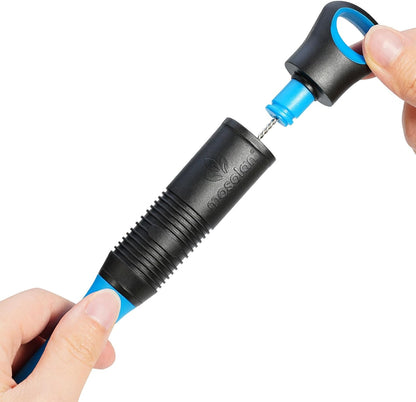 MOSOLAN 2-in-1 Water Bottle Brush and Straw Cleaner Brush, Long Handle Scrub Brush with Replaceable Head for Water Bottles, Glasswares, Mugs, Flasks, Tumblers, Vases, and Kitchen Sink, Smokey Blue