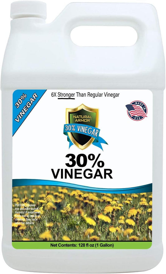 Natural Armor 30% Vinegar Industrial Strength Cleaning Agent Concentrate - 6X Stronger Than Regular Vinegar (128 Oz Gallon)