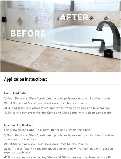 Stone Pro Stone and Glass Scrub - Hard Water Stain Remover - Remove Spots on Glass, Natural Stone, Quartz, & Metal Fixtures (Quart)