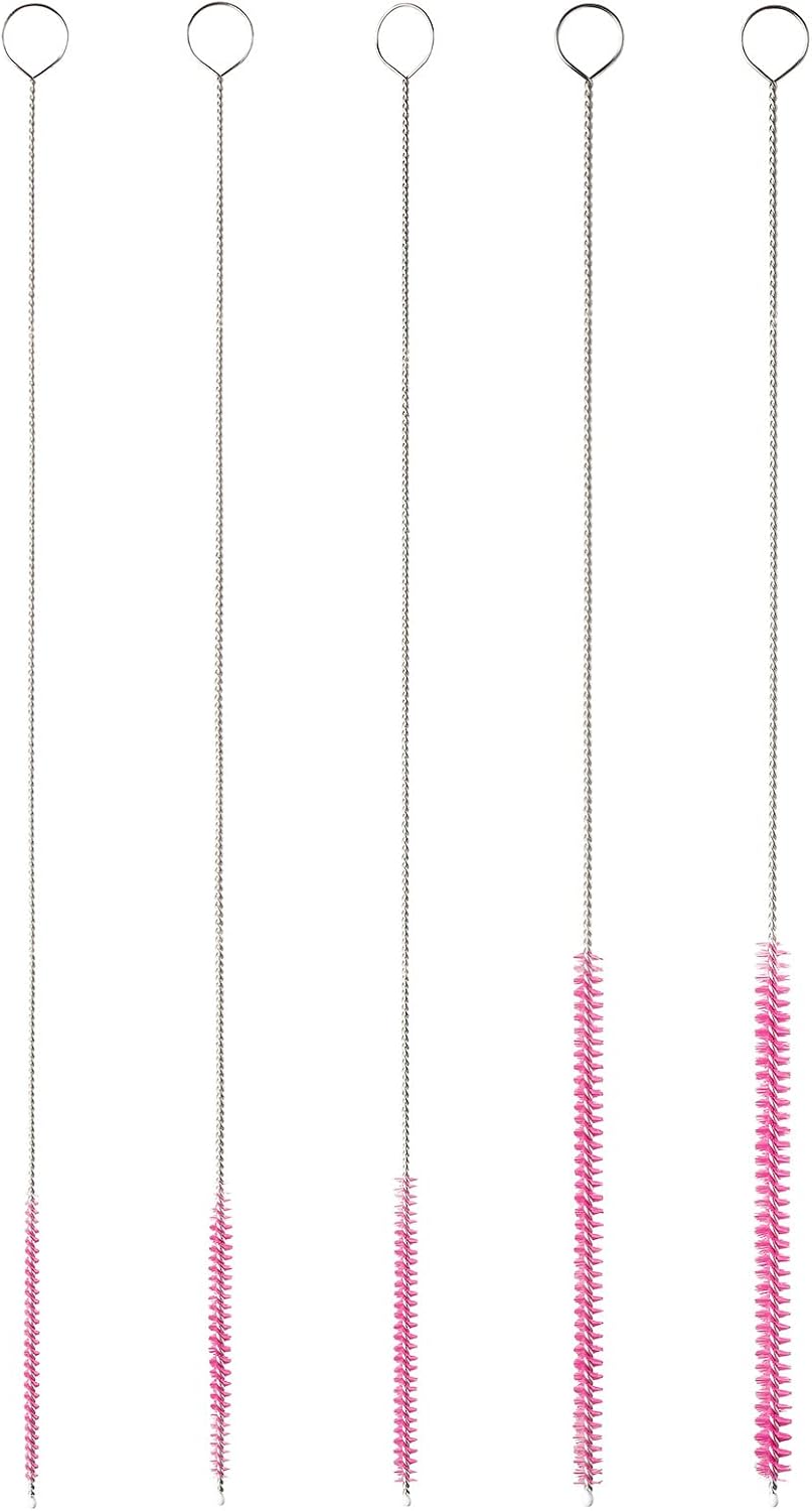 10" Tube Cleaning Brush Set, 5 Pack Large, Extra Long Nylon Straw Brushes with Flexible Handles for Bottles, Cleaning Straws, Pipe Cleaners, Keyboard, Glass, Guns, Detailing and Deep Cleaning, Black