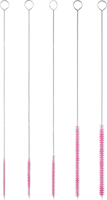10" Tube Cleaning Brush Set, 5 Pack Large, Extra Long Nylon Straw Brushes with Flexible Handles for Bottles, Cleaning Straws, Pipe Cleaners, Keyboard, Glass, Guns, Detailing and Deep Cleaning, Black