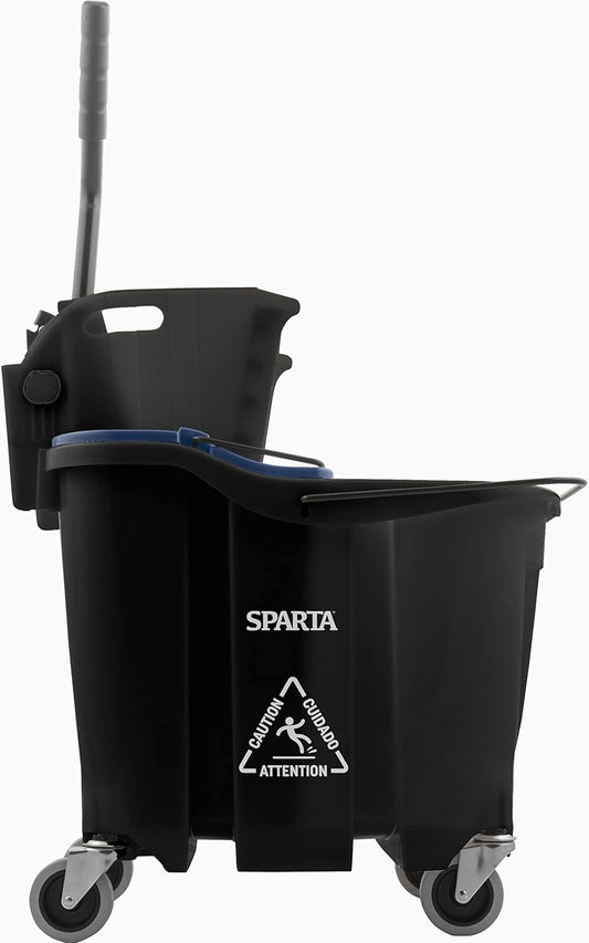 Carlisle FoodService Products Omnifit Mop Bucket with Side Press Wringer and Soiled Water Insert for Floor Cleaning, Kitchens, Restaurants, And Janitorial Use, Polypropylene (Pp), 35 Quarts, Yellow