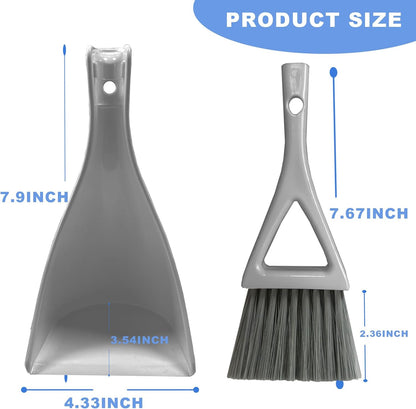 Dust Pan Broom Brush Dustpan -Mini Broom and Dustpan Combo Set, Handheld Sweeper Cleaning for Tables, Keyboards, Guinea Pig Cage, and Cat Litter, etc. (White)