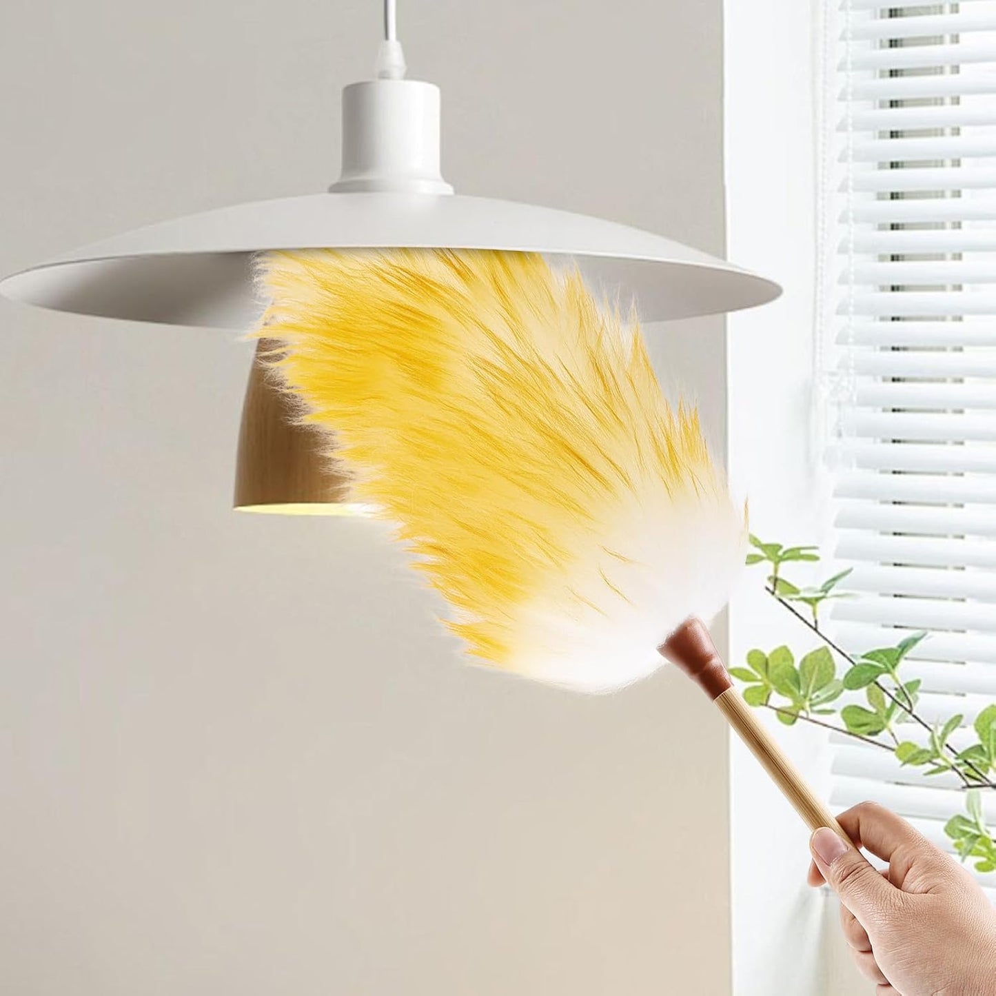 Extendable Lambswool Duster 25-64" Retractable Telescopic Handle Removable Head Multi-Surface Cleaning Tool for Ceiling Fans, Windows, High Walls, and Hard-to-Reach Areas (2pcs)