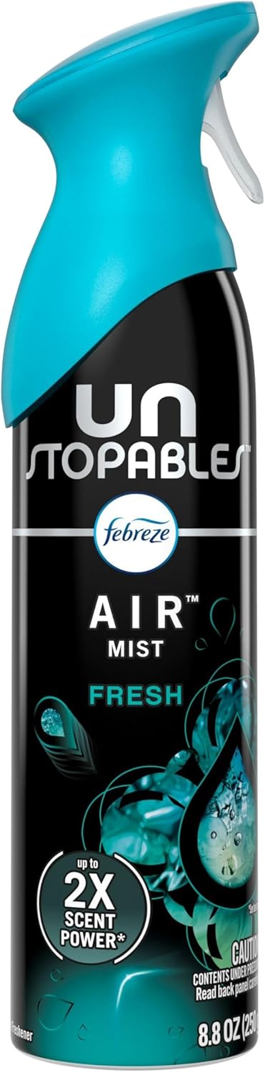 Febreze Air Mist Air Freshener Spray, Odor-Fighting Room Spray, Air Fresheners for Home and Bathroom and Kitchen, Aerosol Can, Unstopables Fresh Scent, Multicolor, 8.8oz (Pack of 3)