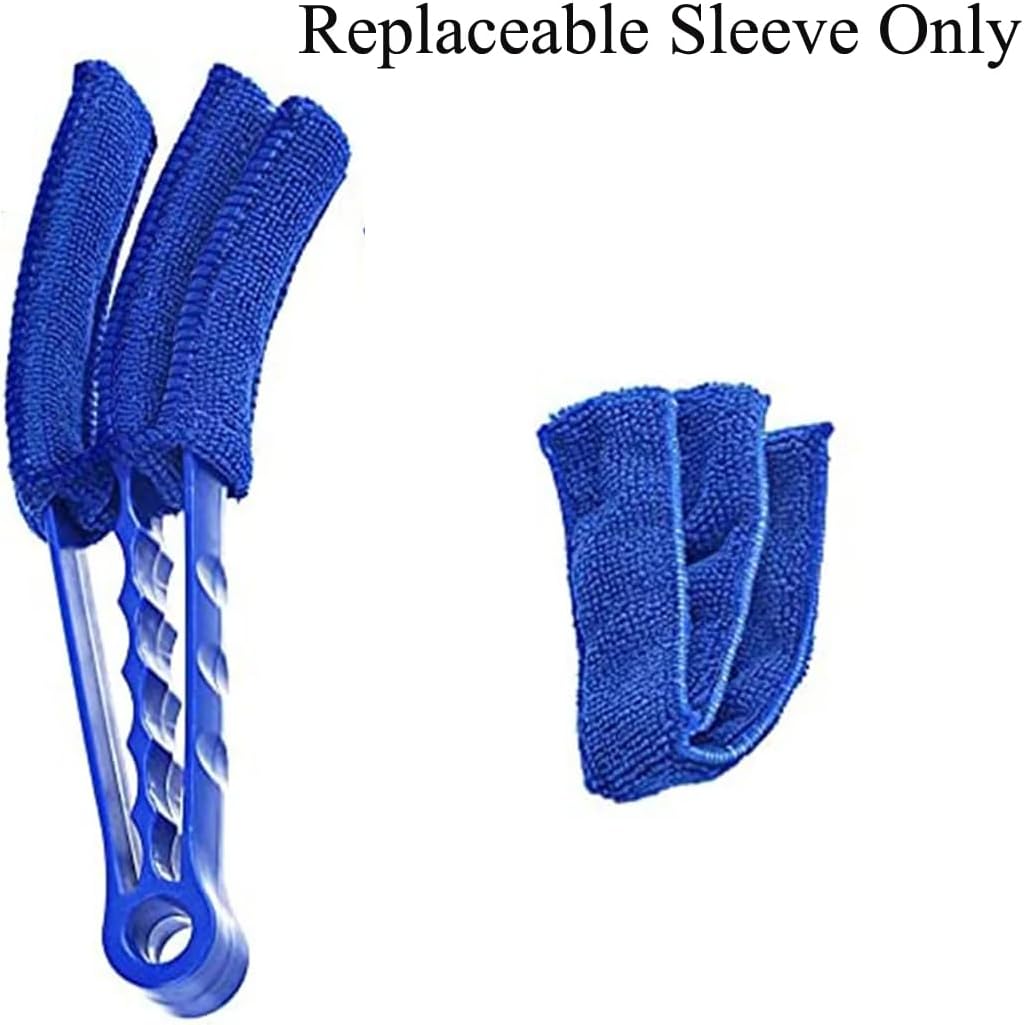 7 Pack Window Blind Cleaner Duster Brush Microfiber Sleeves Replacement Blinds Duster Cover Pad Refills for Blind Cleaner Tools with 3 Layer Arms Dark Blue Color