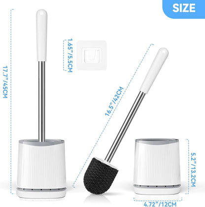 TRENTI Toilet Brush, Toilet Brush and Holder Set, Bristles Toilet Bowl Brush Head with Ventilated Holder, Wall Mounted Compact Toilet Brush Set for Bathroom Deep Cleaning (1, White)
