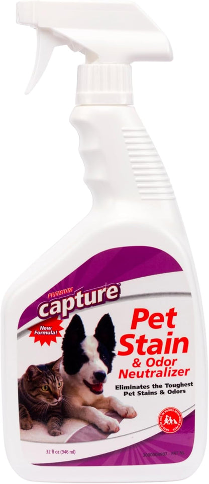 Capture Pet Stain & Odor Remover - Enzyme Pet Odor Eliminator for Home, Carpet Stain Remover for Cats & Dog Pee, Cat Urine Destroyer, Carpet Cleaner Spray - 1 Gallon