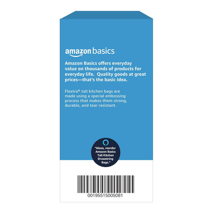 Amazon Basics Flextra Strength Tall Kitchen Drawstring Trash Bags, Fresh Scent, Tear Resistant, 13 Gallon, 120 Count
