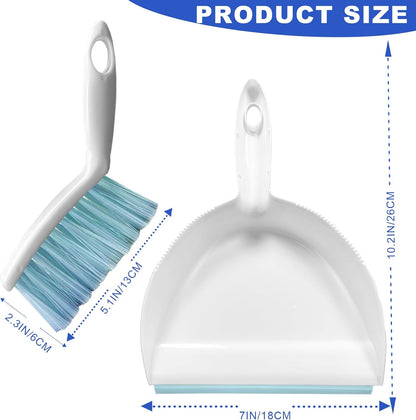 Mini Broom and Dustpan Set Small Dust pan & Brush Set Portable Cleaning Tools for Home Office RV Camping Learning (Green)