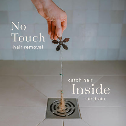 DrainWig Shower Drain Hair Catcher – Disposable Bathroom Hair Trap, Easy to Install in Shower Drain Cover, Helps Prevent Clogs – As Seen on Shark Tank – White Flower (2-Pack)