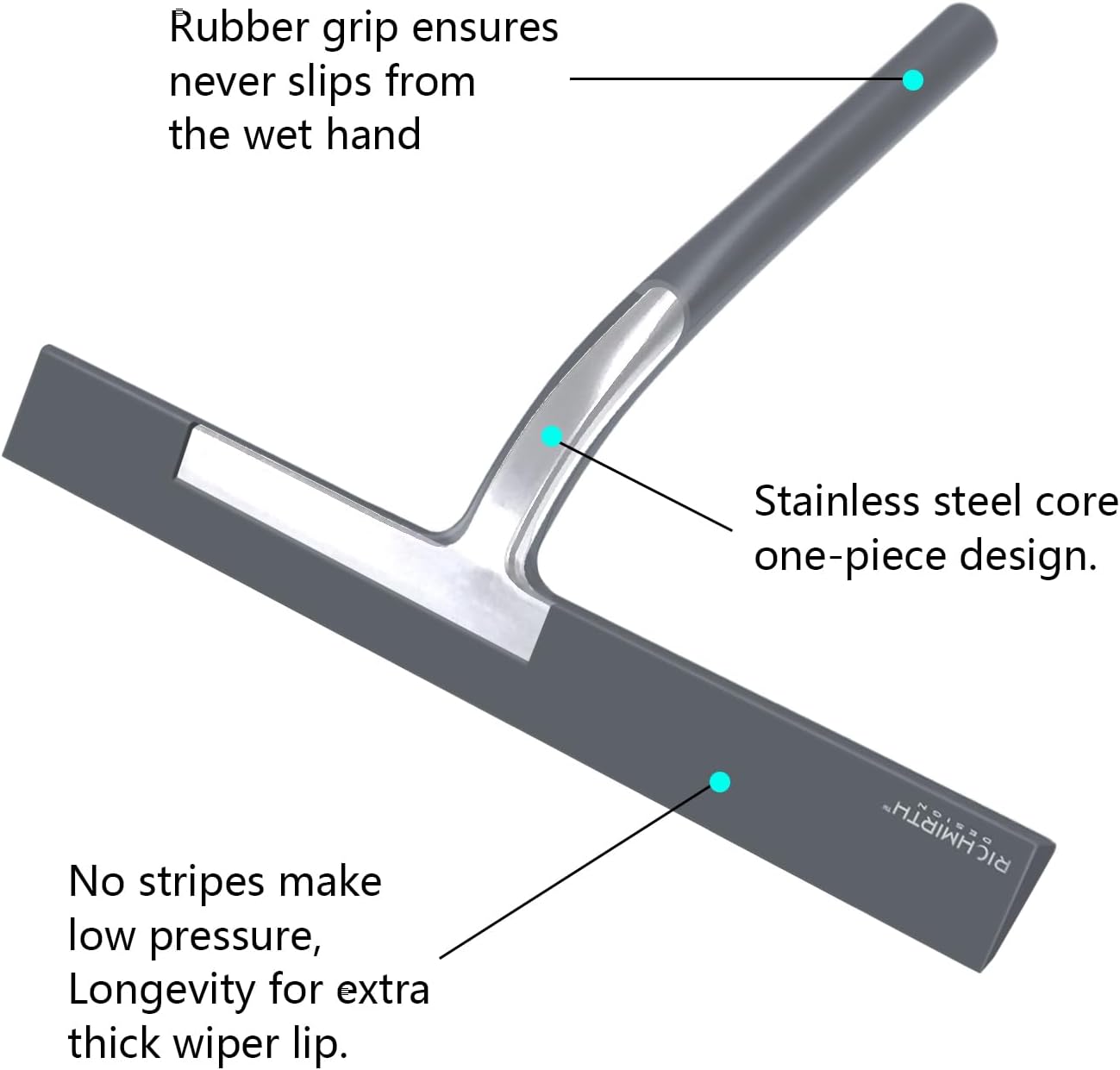 Shower Squeegee for Glass Doors, RICHMIRTH 11" Inch Width Silicone Rubber Blade Squeegee Window Cleaner Tool Squeegee for Shower Glass Doors Bathroom