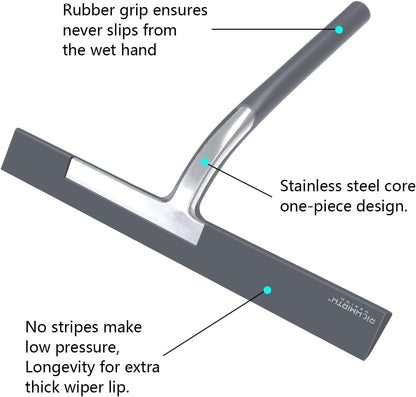 Shower Squeegee for Glass Doors, RICHMIRTH 11" Inch Width Silicone Rubber Blade Squeegee Window Cleaner Tool Squeegee for Shower Glass Doors Bathroom