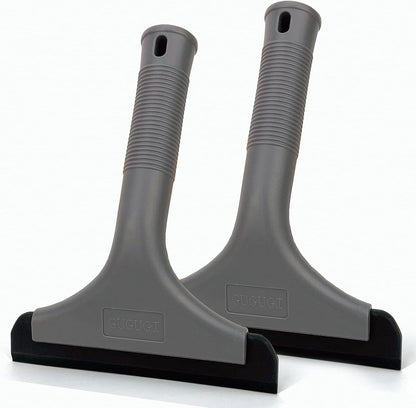 Super Flexible Silicone Squeegee, Auto Water Blade, Water Wiper, Shower Squeegee, 5.9'' Blade and 7.5'' Long Handle, for Car Windshield, Window, Mirror, Glass Door, Grey Black