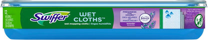 Swiffer Sweep + Mop, Wet Pads Refill, Floor Cleaner for Dirt, Dust, Hair, Cleaning Cloths for Mopping Home, Bathroom, Kitchen, All Purpose Multi-Surface Floor Wipes, Gain, 24ct
