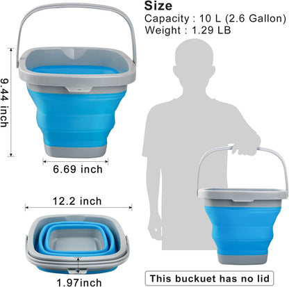 Collapsible Mop Bucket and Ice Bucket-5L(1.3 Gallon) Household Cleaning Silicone Dust Mops Bucket, Portable Bathroom Cleaning Supplies Square Bucket for Cleaning