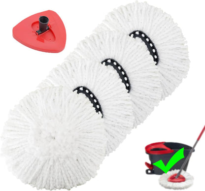4 Pack Spin Mop Replacement Heads Microfiber Mop Refills Replace Heads Safe for All Hard-surfaced Floors Includes 2 Extra Microfiber Cleaning Cloths