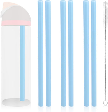 6pcs Replacement Straws for Owala Freesip 24/32oz, Reusable Plastic Straws with Cleaning Brush Tumbler Accessories Parts for Owala Flip 24/32oz Stainless Steel Insulated Water Bottle