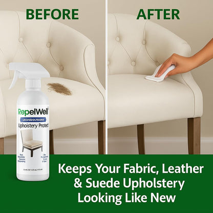Eco-Friendly Upholstery Protect Stain & Water Repellent Spray 24oz – Non-Toxic, Pet-Safe Formula for Fabric, Leather, & Suede – Long-Lasting Stain Guard Keeps Furniture Clean & New