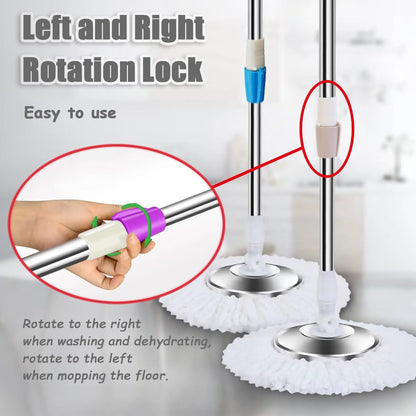 Extended Spin Mop Replacement Mop Handle, Upgraded 60-inch 360 Degrees Rotating Telescopic Replacement Mop Stick for Spin Mop Bucket Cleaning System Floor Cleaning (Plastic Disc, Green)