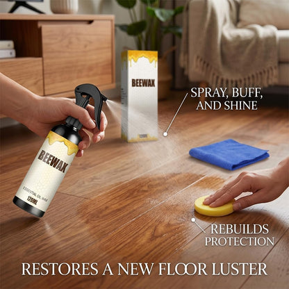 2 PCS Beeswax Wood Polish Spray: Natural Beeswax Furniture Polish and Cleaner - Wood Care Spray for Cabinets, Tables, Floors - Wood Conditioning Polish Kit with Sponge & Cloth (2)