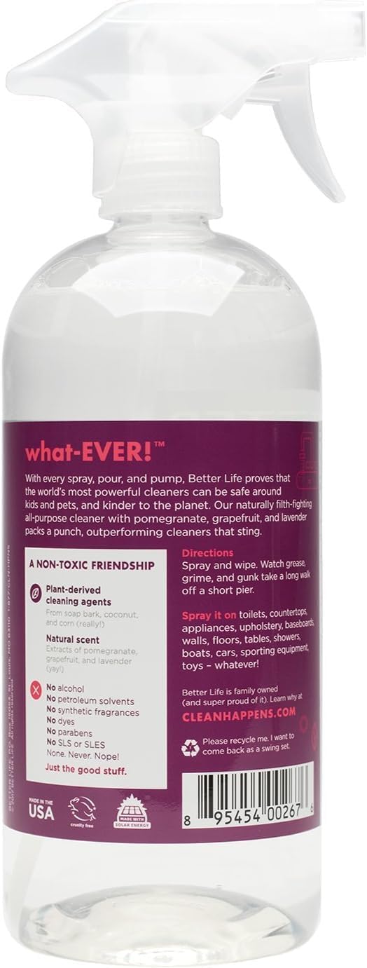 Better Life All Purpose Cleaner - Multipurpose Home and Kitchen Cleaning Spray for Glass, Countertops, Appliances, Upholstery & More - Multi-surface Spray Cleaner - 24oz (Pack of 2) Unscented