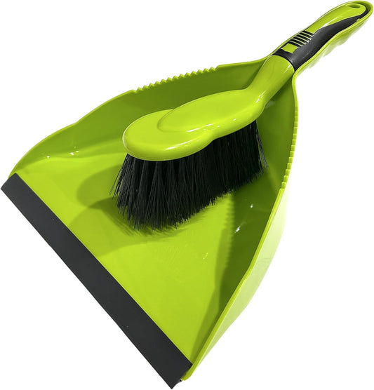 Dust Pan, Dustpan and Brush Set, Hand Broom and Dustpan Set, Small Dustpan and Brush Set, Mini Broom for use on Kitchen Floors, Tables, and Animal Cages Cleaning.（Green）