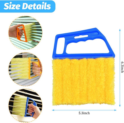 3PCS Car Window Blind Cleaner Duster Tool, 7 Fingers Microfiber Vehicle Handheld Shutter Dusting Cleaning Brush, Removable Auto Air Conditioner Vents Cleaner, Universal Fit (Yellow)