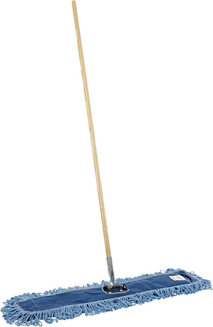 Boardwalk Dry Mopping Kit, 36 x 5 Blue Blended Synthetic Head, 60" Natural Wood/Metal Handle