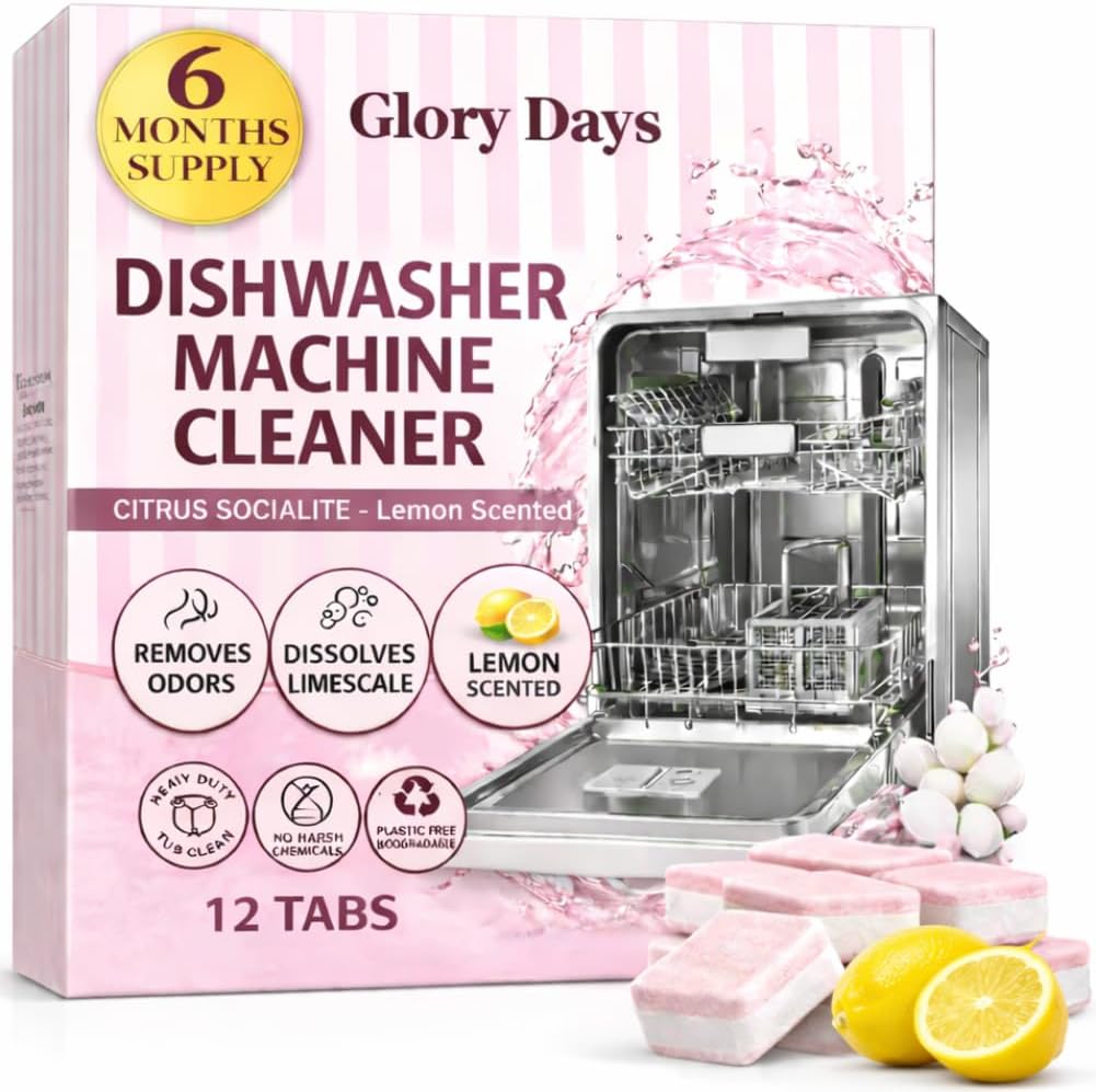 Dishwasher Cleaner And Deodorizer Tablets - 6 Months Supply Unscented Dishwasher Cleaning Tablets - Deep Cleaning Removes Limescale and Odors - Eco-friendly Dish Washer Machine Cleaner - Septic Safe