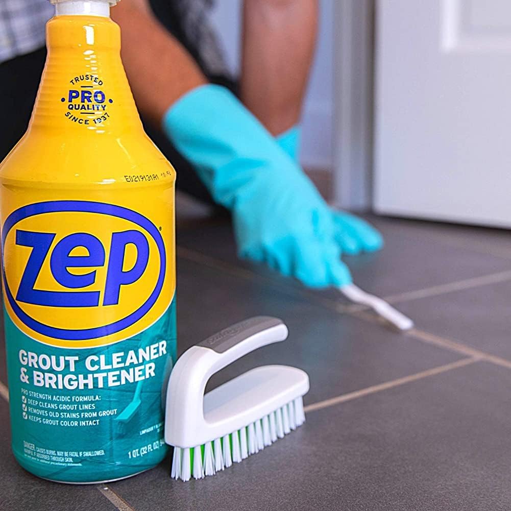 Zep Industrial Grout Cleaner and Brightener - 32 oz (Pack of 4) ZU104632 - Deep Cleaning Pro Formula