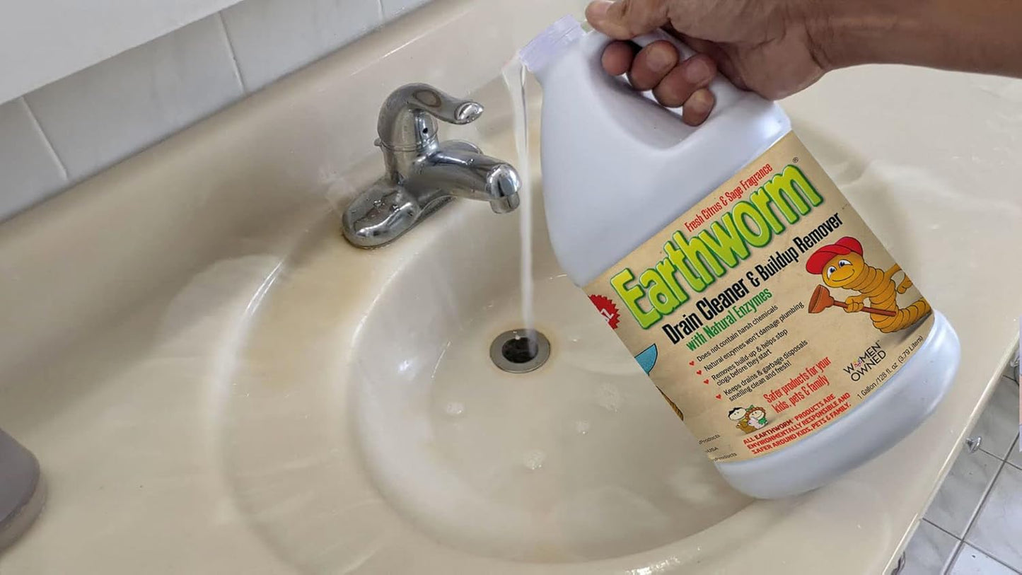 Earthworm Drain Cleaner - Clog Remover - Drain Opener/Deodorizer - Natural Enzymes, Safer for Families, Environmentally Responsible - 32 fl oz