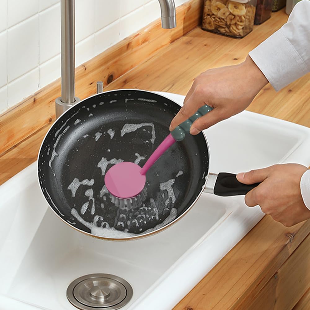 6 PCS Cleaning Brush, Scrub Brush Set for Kitchen and Bathroom Household Use with Various Brushes for Cleaning Dishes, Tiles, Corners and Floors