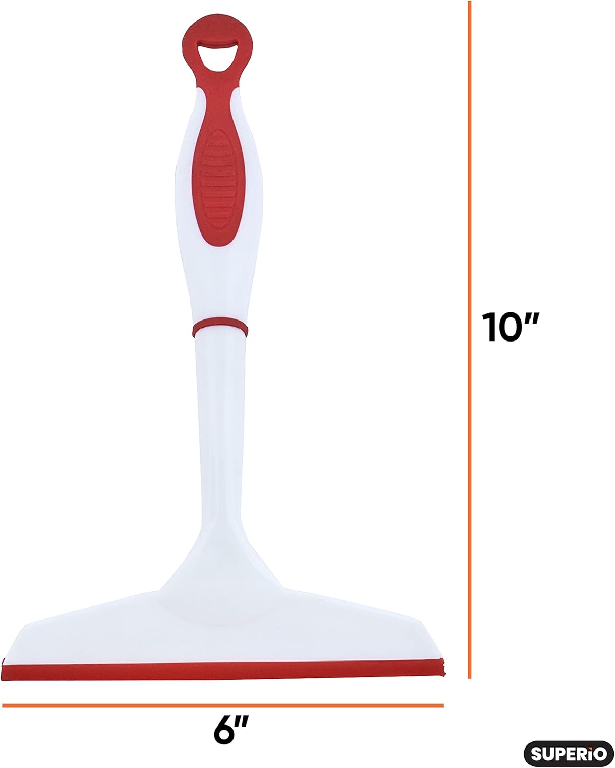 Superio Rubber Squeegee, 2 Pack, Streak Free All Purpose Window Squeegee, Comfort Grip Handle and Hanging Hook (Red, 10 Inch- 2 Pack)