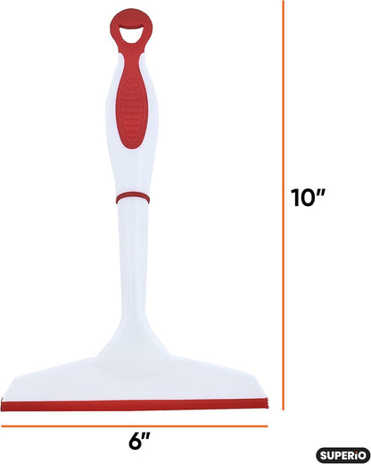 Superio Rubber Squeegee, 2 Pack, Streak Free All Purpose Window Squeegee, Comfort Grip Handle and Hanging Hook (Red, 10 Inch- 2 Pack)