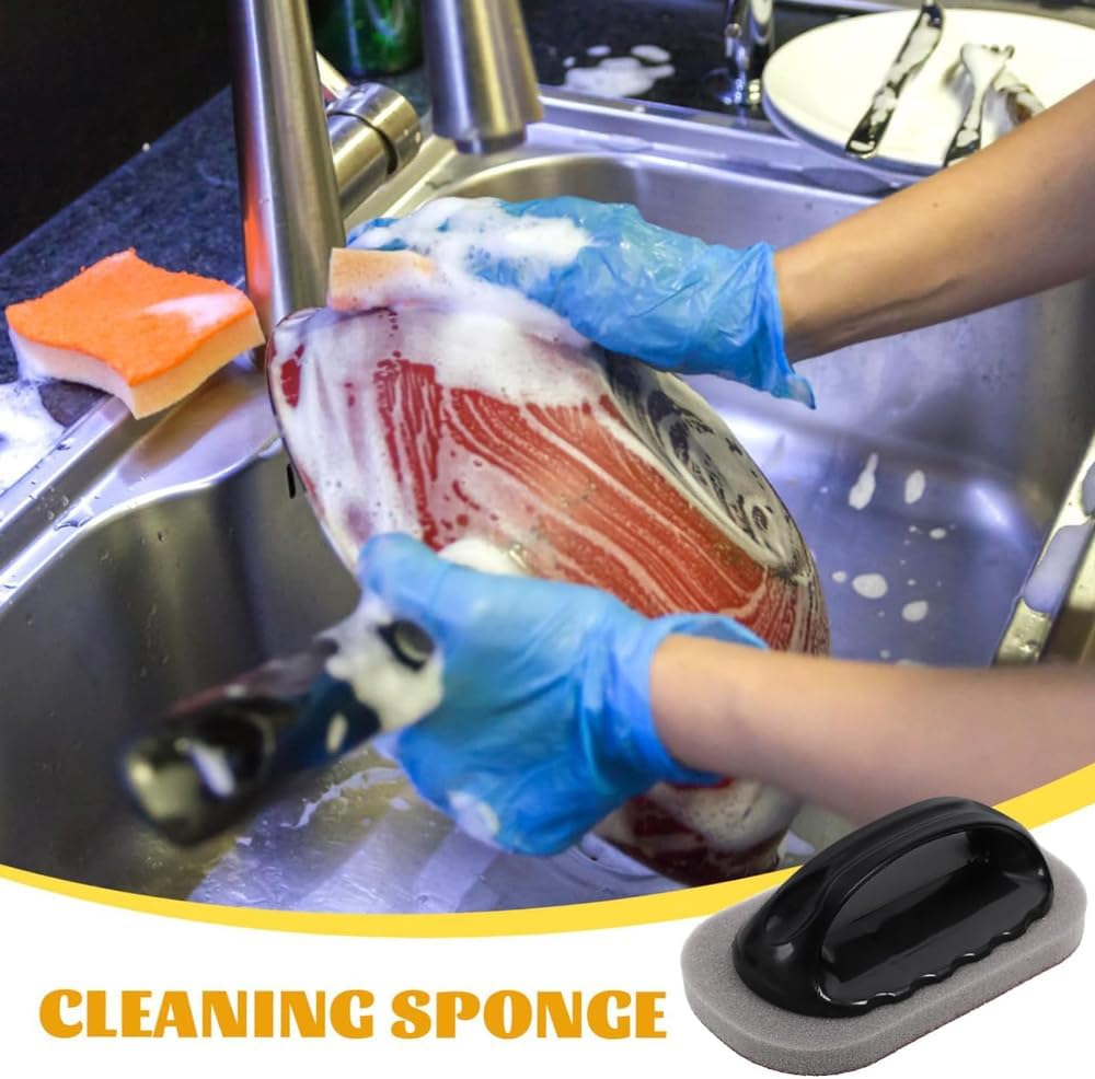 Magic Carborundum Sponge - 8pcs Pot Cleaner for Bottom of Pans,Emery Pot Scrubbers,Carborundum Sponge,Magic Sponge Brush with Handle