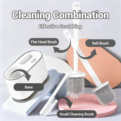 Toilet Brush Set, Bathroom Accessories, Toilet Bowl Cleaners, Deep Cleansing Multifunctional Hanging Toilet Brush Set for Bathroom(Cherry Blossom Pink)