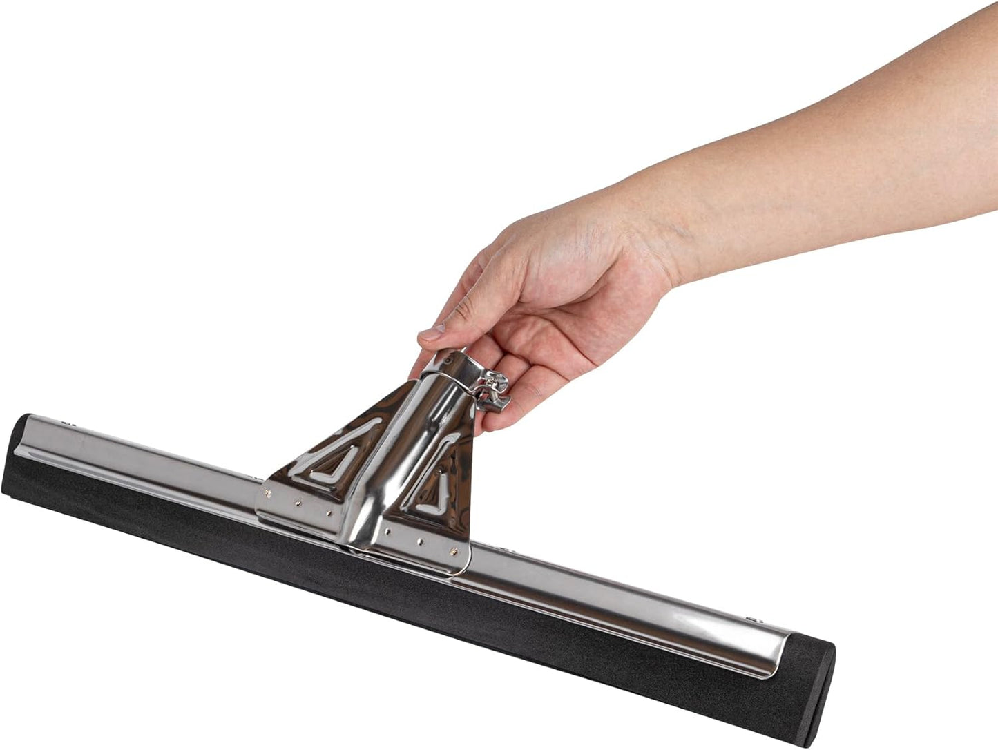 Restaurantware RW Clean 54.3 Inch Non-Slip Handle For Floor Squeegee - Hanging Loop Durable Yellow Iron Handle