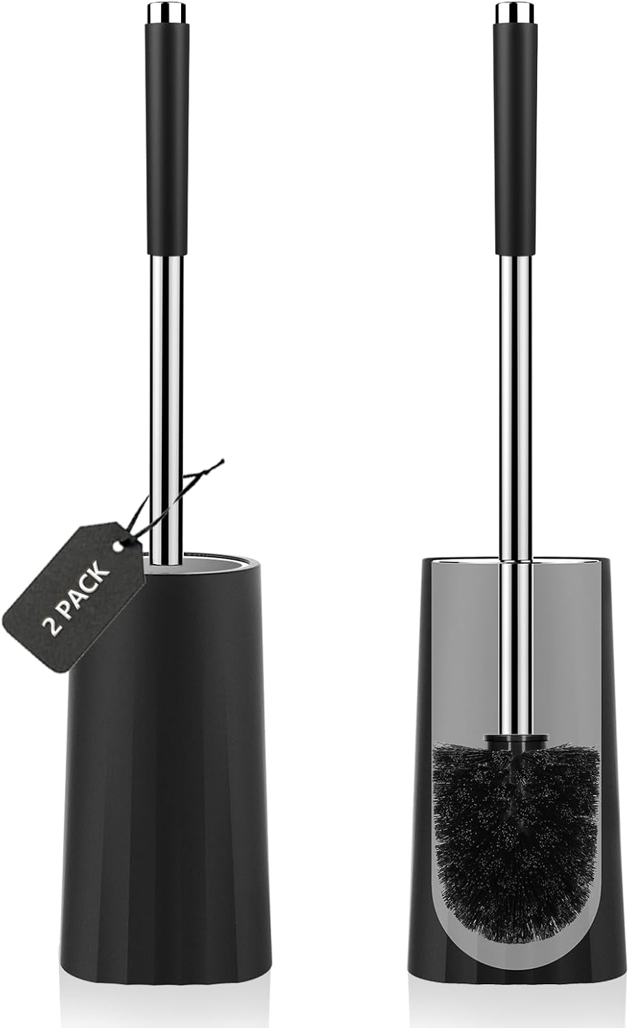 SetSail Toilet Brush, Compact Size Toilet Bowl Brush and Holder Toilet Brushes for Bathroom with Stainless Steel Handle Toilet Cleaner Brush with Durable Scrubbing Bristles, Splash-Proof