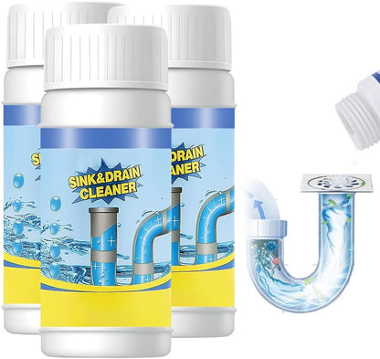 Multi-Functional Drain Cleaner Powder | Quick Foaming Heavy Duty Clog Remover, Powerful & Fast-Acting Pipe Declogger for Kitchen Sink, Bathroom, Shower & Sewer Drains (2PCS)
