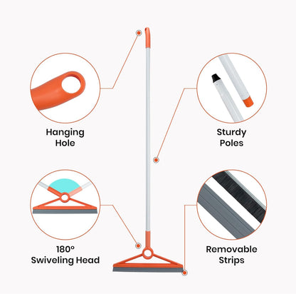 MAVRIZ Air Broom for Dust, Hair, Liquids, Silicone Broom with Removable Rubber Strip and Brooms Bristle, Multifunctional Floor Squeegee for Indoor Cleaning