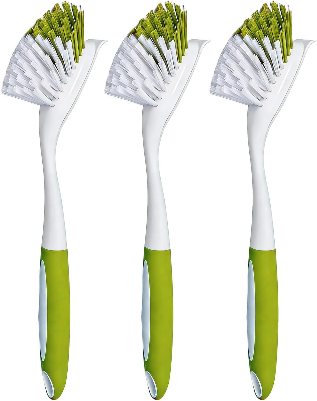 Dish Brush Scrub Brush with Handle - 3 Pack Stiff Bristles Dish Scrubber for Cleaning Dishes, Pots, Pans, Sink, Cast Iron - Hard Bristles,No Residue