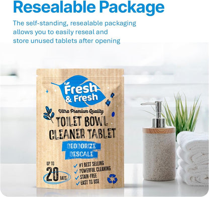 Disposable Toilet Bowl Cleaners(20 Tablets) Odor Eliminator, Fresh Scent, Multipurpose Residential and commercial Toilet Cleaners 2-3 week Lasting Toilet Bowl Cleaner