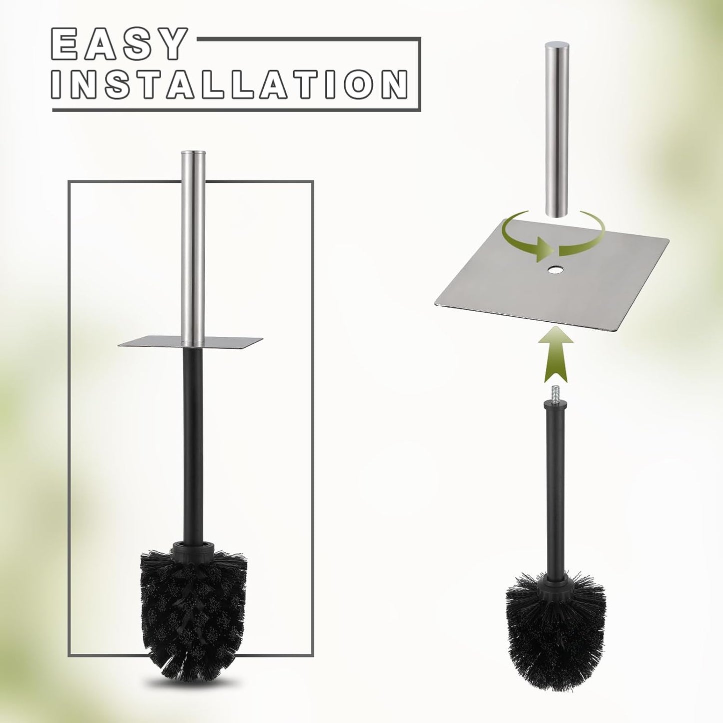 Toilet Bowl Brush and Holder for Bathroom，Resin Toilet Brush and Holder Set with Stainless Steel Handle，Deep Cleaning Modern Toilet Cleaner Brush -Space Saving, Covered Brush (Beige)